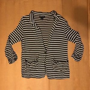 Gray and white striped cardigan!